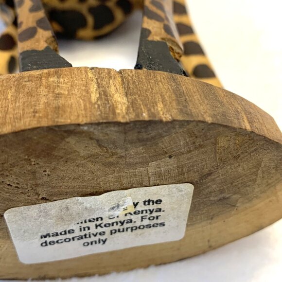 Hand Carved & Painted Wooden Giraffe Statues 12" Tall & 6” Tall Made in Kenya - Picture 8 of 8